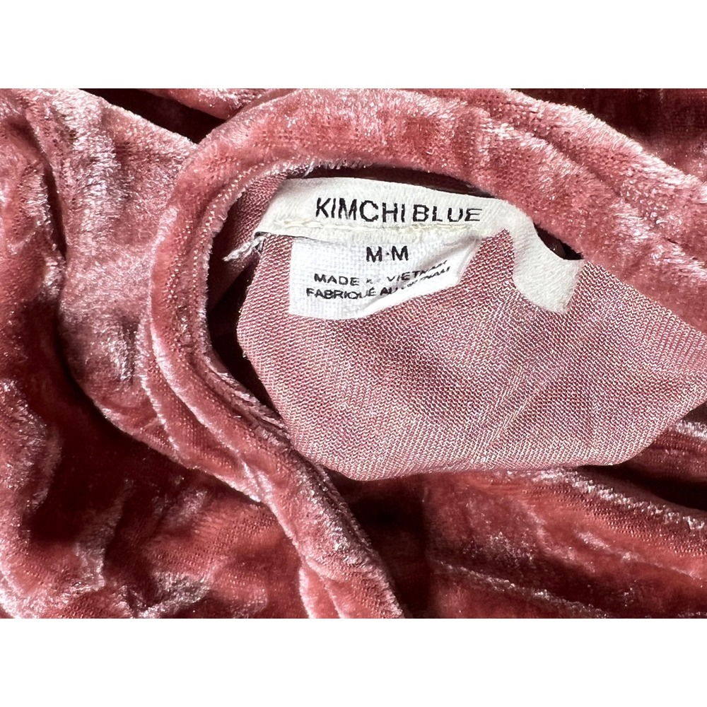 Kimchi Blue Pink Crushed Velvet Lace Trim Open Tie Back Mini Dress Coquete M - Picture 6 of 10